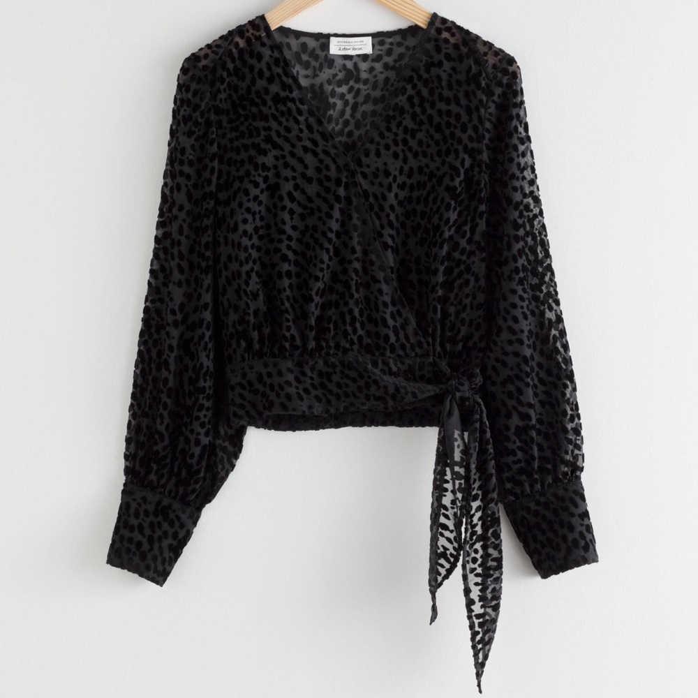 & Other Stories Leopard Jacquard Wrap Top